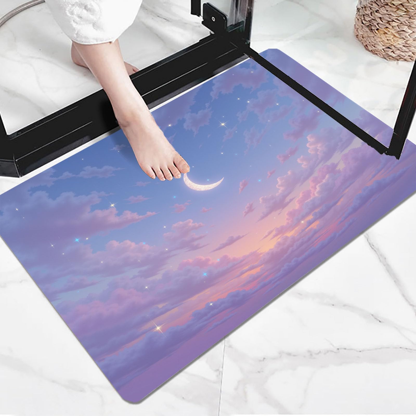 Tapis de cuisine et entree ambiance lune pour intérieur cocooning