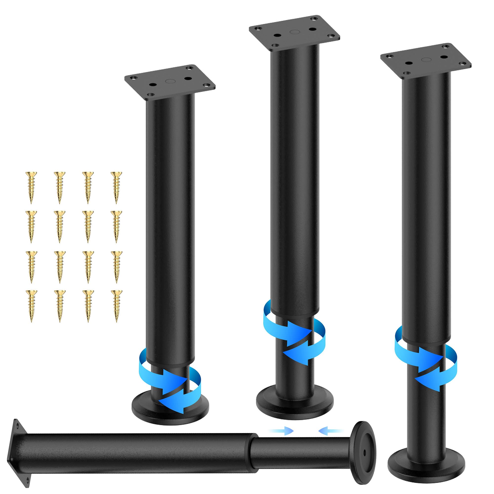 4 Pcs Upgraded Metal Adjustable Furniture Legs 7.87-10 Inch, Heavy Duty Cabinet Legs, Adjustable Height Bed Frame Center Support Replacement Legs for Dresser/Sofa/Bed/Chair (9.85"-17.5")
