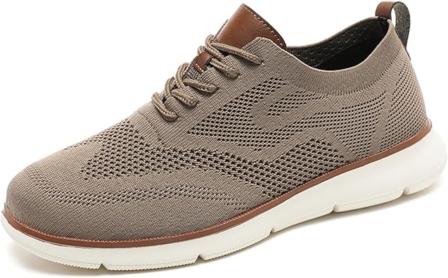 Casual Dress Sneakers for Men Lightweight Mesh Breathable Walking Shoes,Outdoor Lace Up Slip-on Comfortable Flats Loafers,Classic Fit Adjustable Tennis Athletic Sneakers