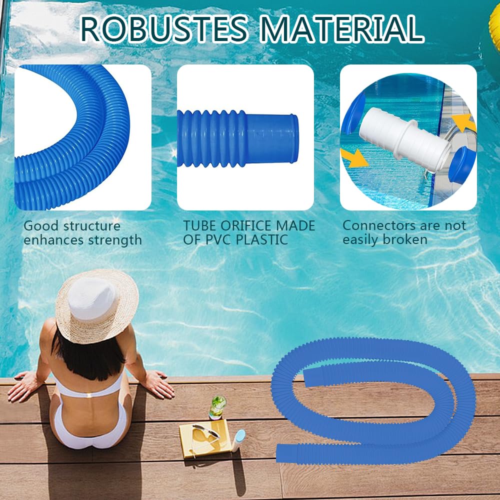 HuaMuDM Pack of 2 Pool Hose 32 mm with 4 Safety Clips and 1 Hose Connector, Pool Hose - Image 3
