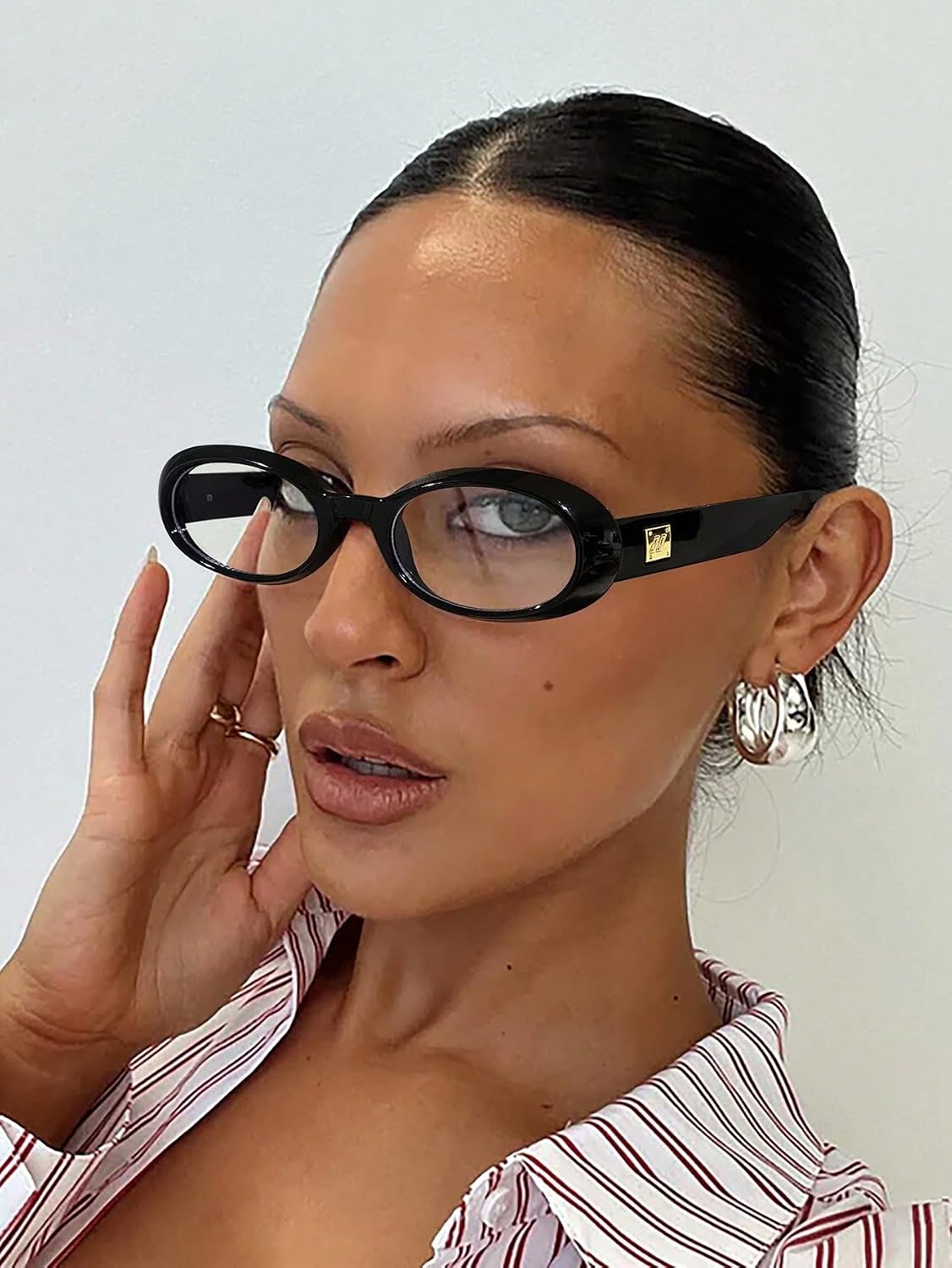 Women's Light Glasses Acrylic Casual Retro Oval Frame Black Eyeglasses For Daily Reading And Work Commuting