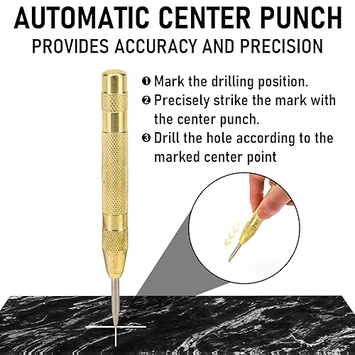 Miniatura 6 de Kodilin Juego de brocas escalonadas, 5 brocas de titanio HSS (con punzón central automático), que cubren 50 tamaños de brocas de acero de alta