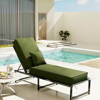 6'' Chaise Lounge Cushions Outdoor with Pillow Water Fade Resistant