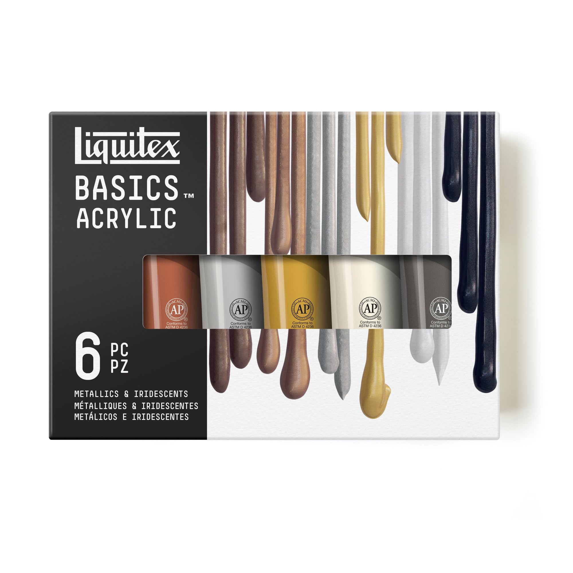 Peinture acrylique Liquitex BASICS lot de 6 tubes pour beaux-arts et loisirs