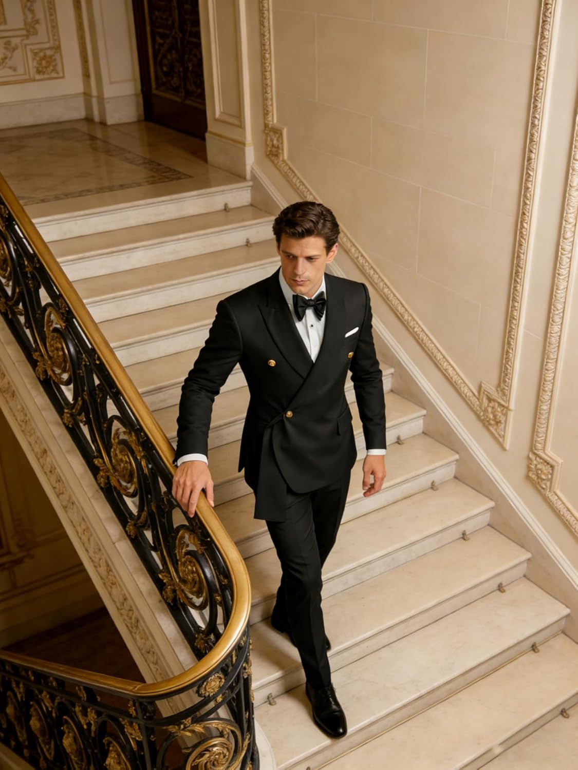 2 Piece Men's Suit Slim Fit Peak Lapel Business Suit One Button Flap Pockets for Casual Business Wedding Party