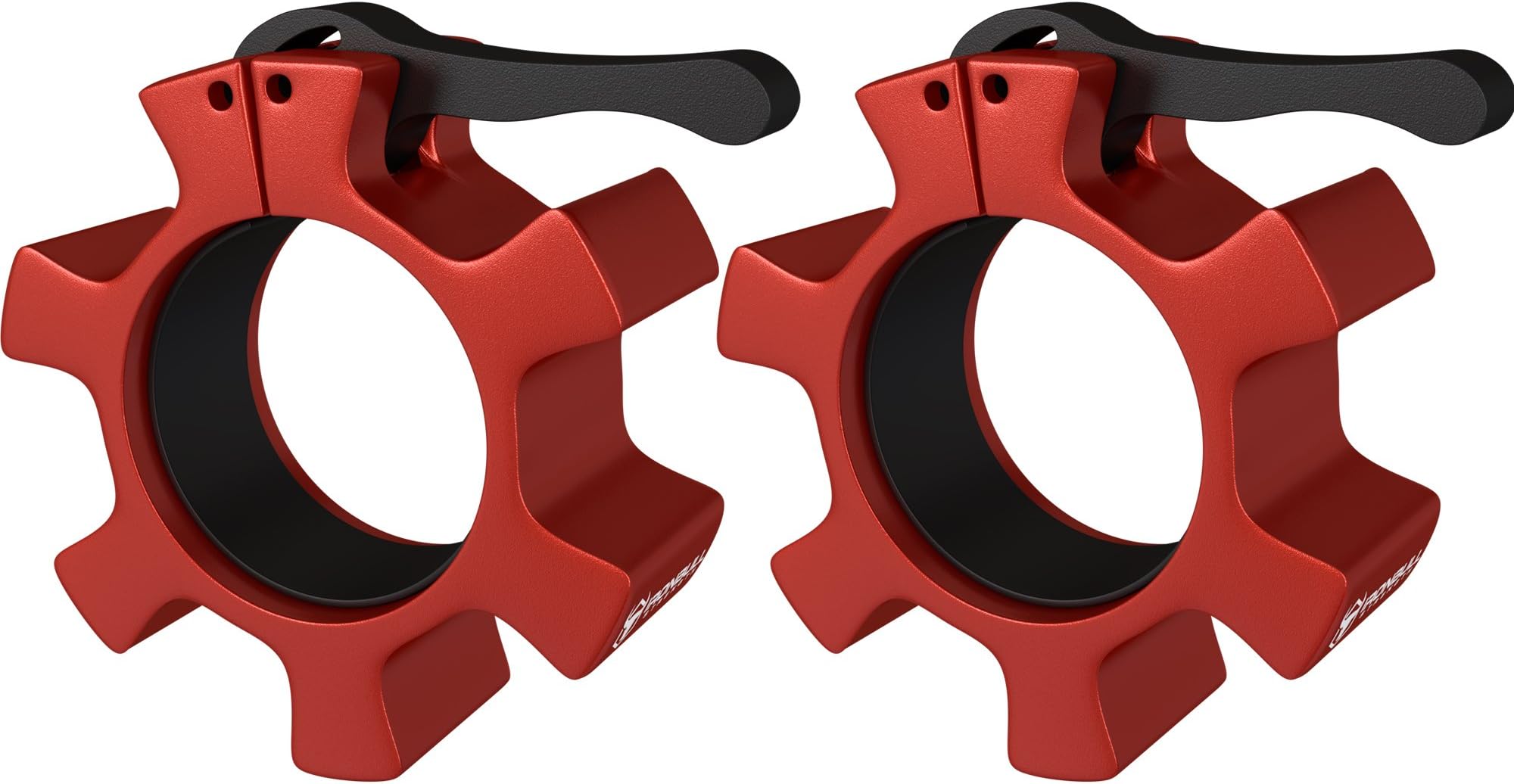 Iron Bull Strength Aluminum Barbell Collars (1 Pair) - Quick Release Pair of Locking Bar Clips for 2" Olympic Bars - Lock Clamps Collar Clips for Weight Lifting, Powerlifting and Cross Training (Red)