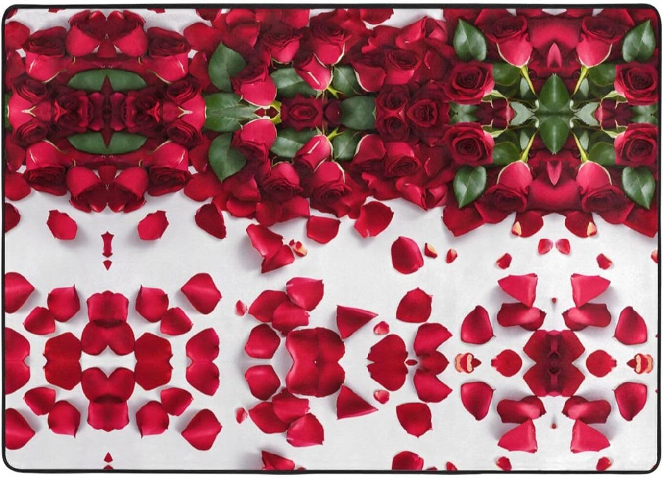 Flannel Non-Slip (Red Rose Petals) Rug Pad 80×50in Soft Washable Protective for Hardwood Floors Bedroom Bathroom Living Room