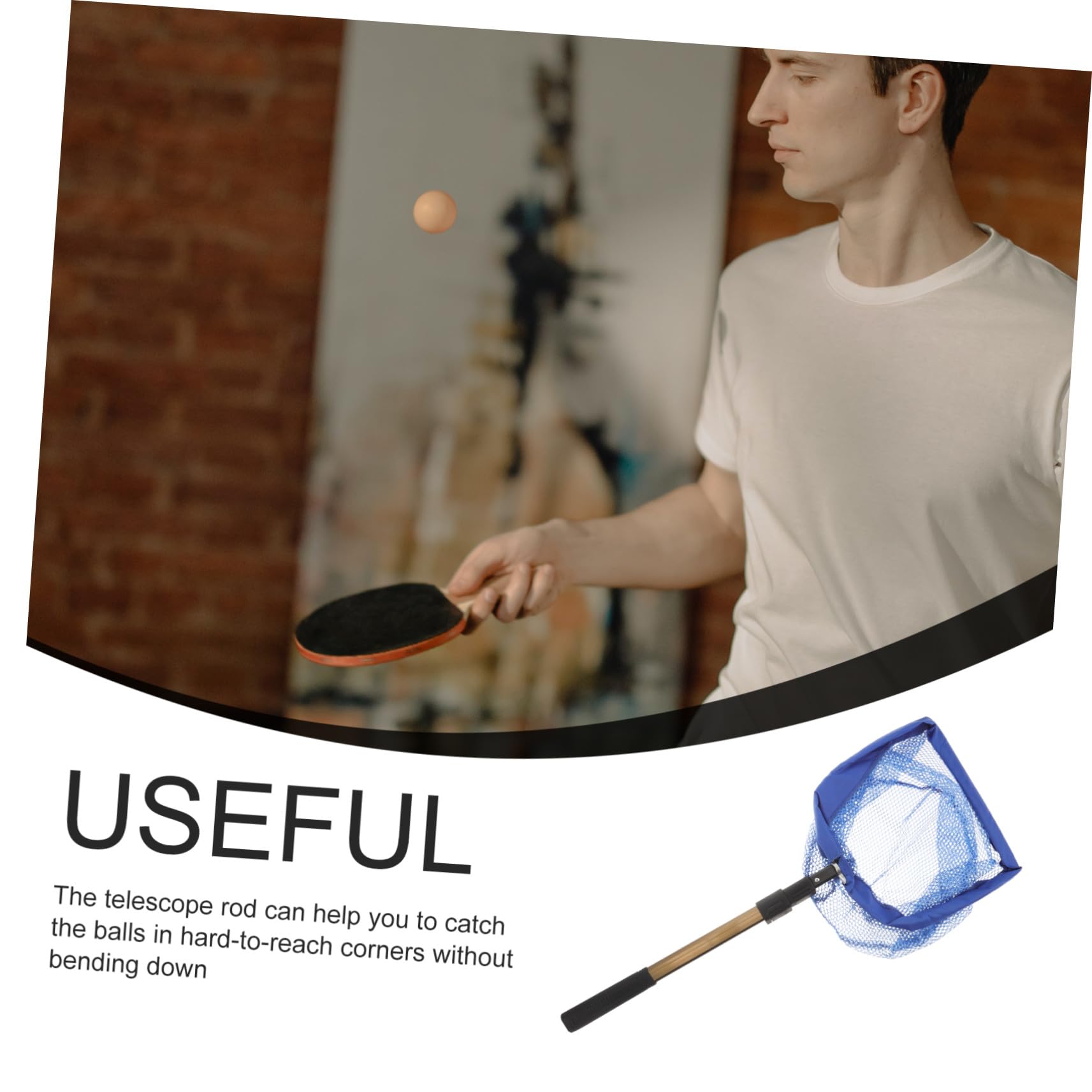 Gatuida Raccoglitore Portatile per Palline Pong con Manico Telescopico Rete Resistente e Spaziosa per Raccolta Facile all e Allenamento Professionale