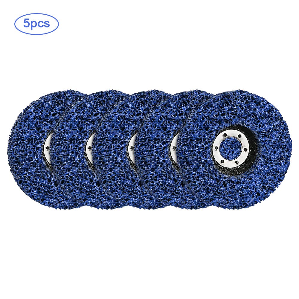 CSD Scheibe Schleifscheibe, Ø 125mm Reinigungsscheibe Set, Grobreinigungsscheibe für Winkelschleifer, Clean Strip Disc Nylongewebescheibe für Schleifens Polierens Rostentfernung (5 Stück - Blau)
