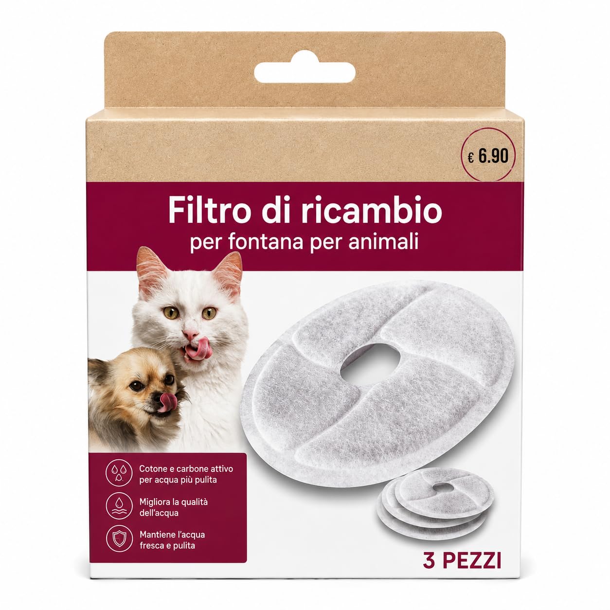 Fontana per Gatti e Cani 2,5 L con Filtro a Carbone Attivo Verde | Indicatore Livello Acqua, Funzionamento Silenzioso, 3 Filtri di Ricambio, Luce Indicatore, Dispenser Automatico