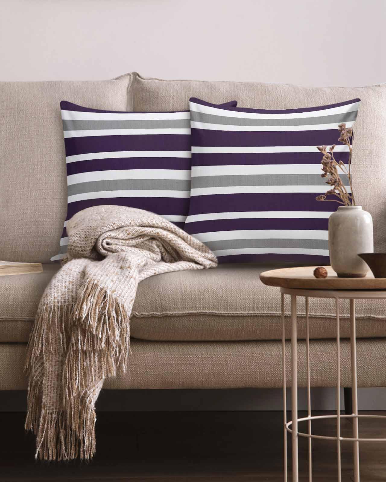 Newdv Purple Gray White Throw Pillow Covers 20x20 Inches - Set Of 2, Soft Flannel For Couch & Bed