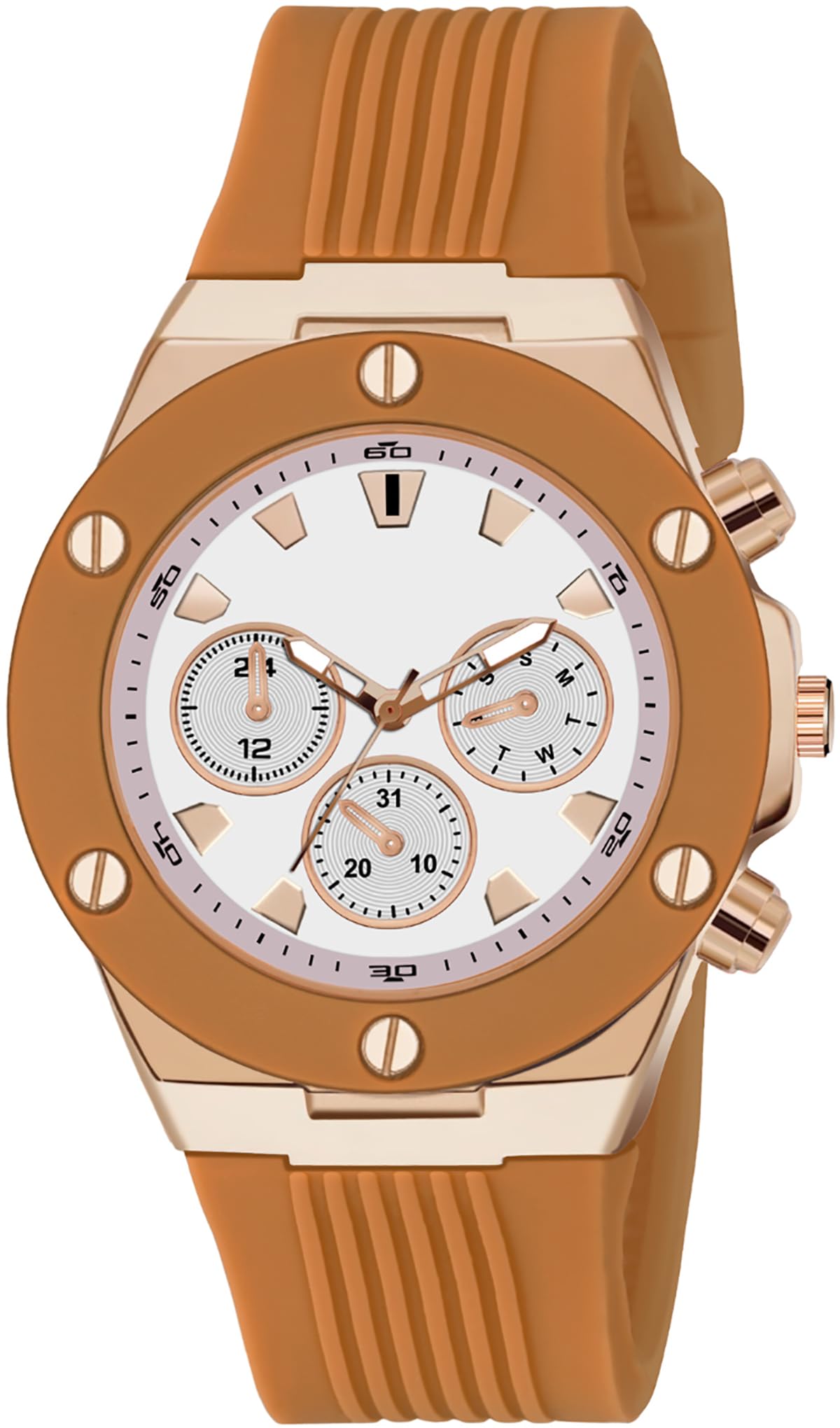 PAPIO Brown Color Analog Watches Womens Fashion Wrist Watches, Silicone Strap, Quartz Movement (MN 234 Light Brown) (B0D9SBK43S) Amazon Price History, Amazon Price Tracker