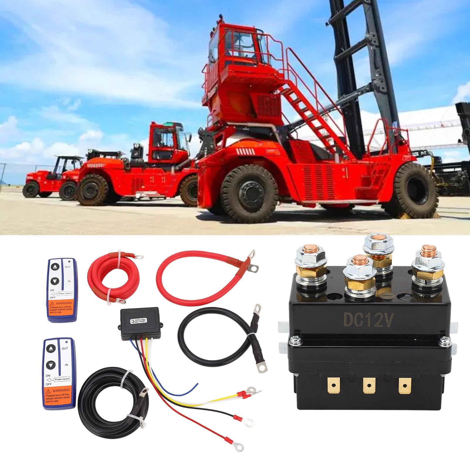 Contattore relè Solenoide Verricello 250A 12V, SUV ATV Fuoristrada Set Cavo di Collegamento relè Verricello Elettrico con Telecomando Relè Auto