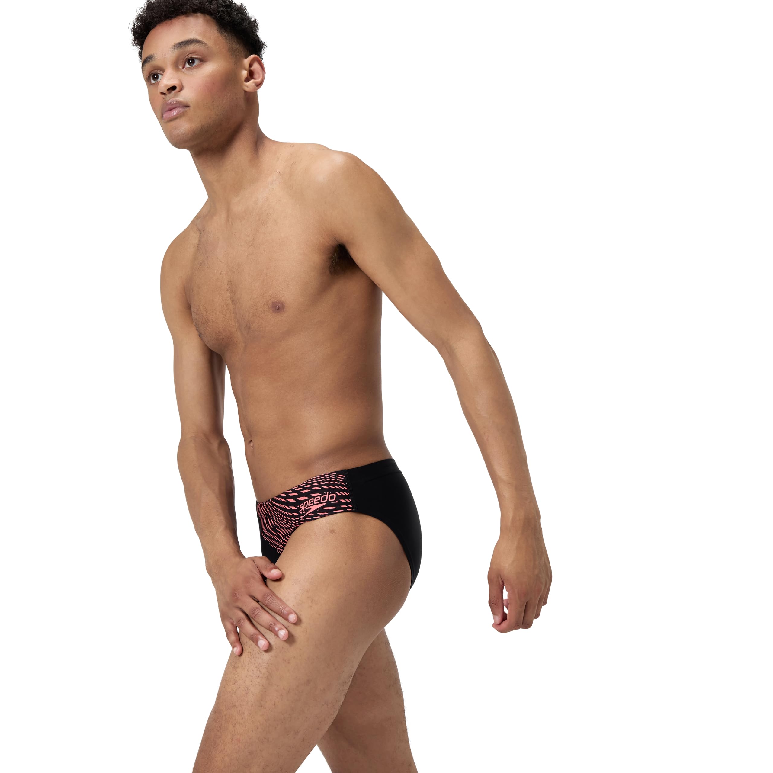 Speedo Herren-Badehose mit Medley-Logo, 7 cm, Schwarz und Korallenrot