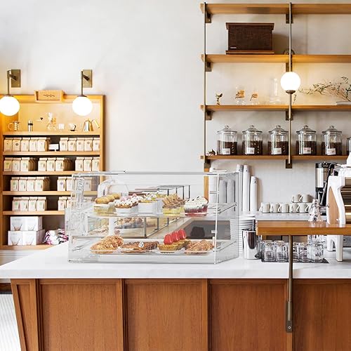 Miniatura 6 de Vitrina de pastelería de 2 niveles con bandejas extraíbles, pinza para servir