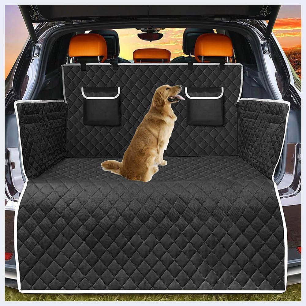 Car Boot Liner Protector for Volvo XC60 2018-2023 2024 2025 2026, Nonslip Waterproof Tear-Proof Dog Car Seat Cover Blanket with Side Protection,B