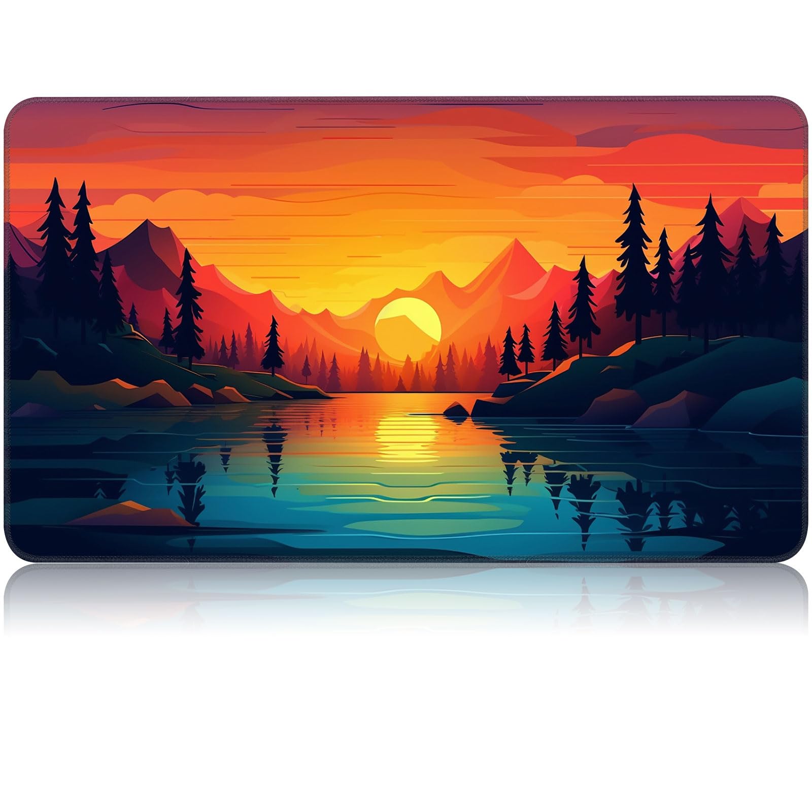 CAPAUNVDA for MTG Game Playmat, for Magic TCG Rubber Play mat,Tabletop Card Playmats with Smooth Surface,Trading Card Inked Game Mat,Battle Game,Sunset Forest