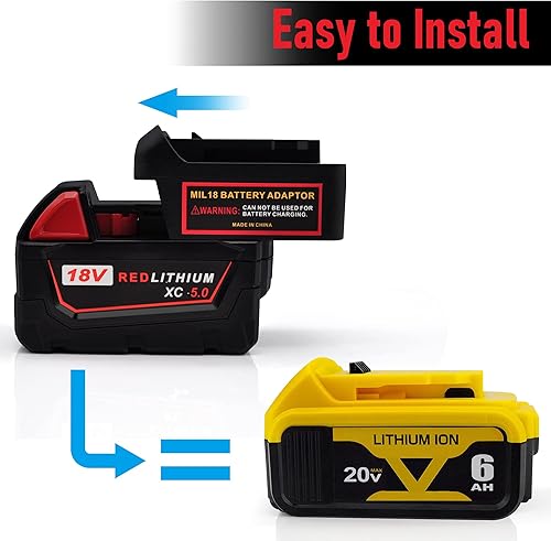 Miniatura 2 de Convertidor para adaptador de batería Milwaukee a Dewalt, adaptador funciona con batería Milwaukee para uso de herramientas Dewalt, aplicable para