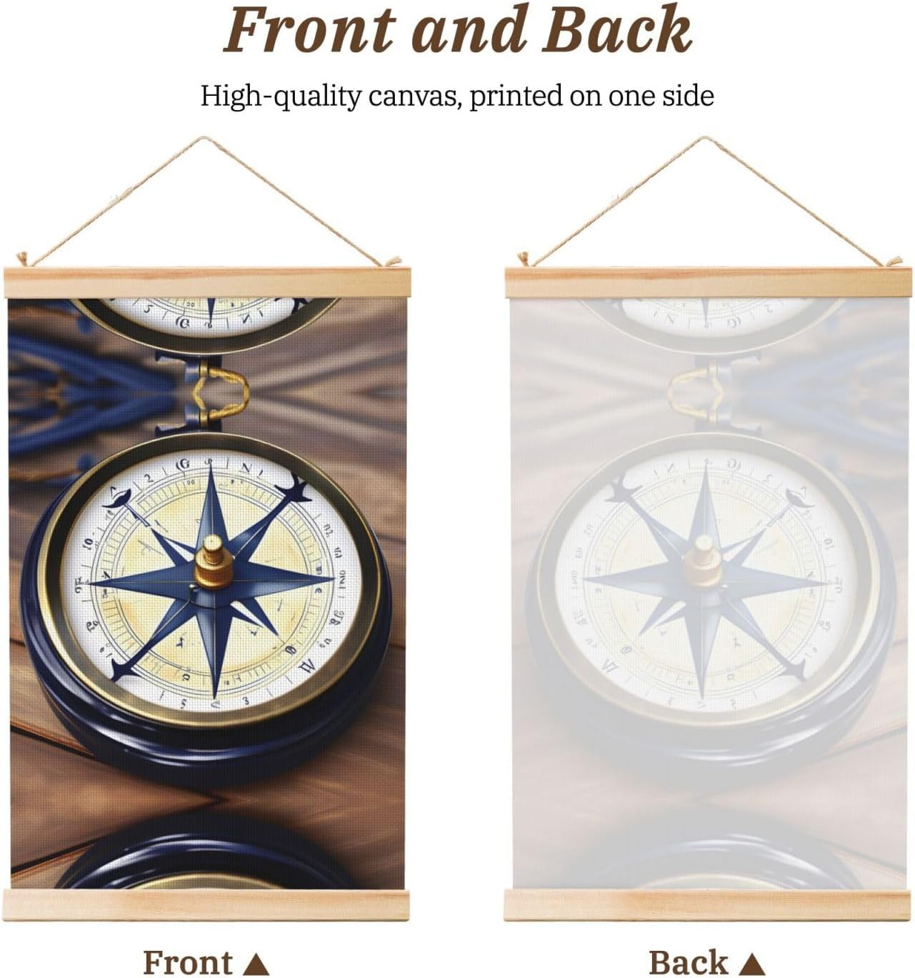 Sail Boat Nautical Compass Print Poster Hanger,Hanging Poster, Poster Frame,Wood Poster Hanger, For Wall Hanging