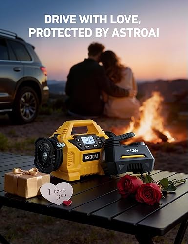 Miniatura 9 de AstroAI Inflador de neumáticos inalámbrico, compresor de aire portátil para automóvil de 160 PSI con pantalla HD, 3 fuentes de alimentación y