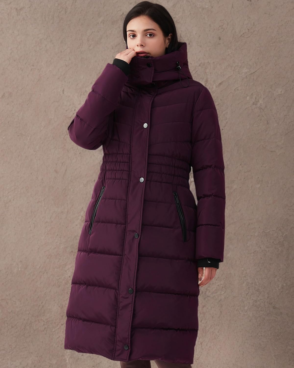 IKAZZ Women's Winter Coats, Thickened Warm Insulated Vegan Down Long Parka Jacket with Hood - Image 6