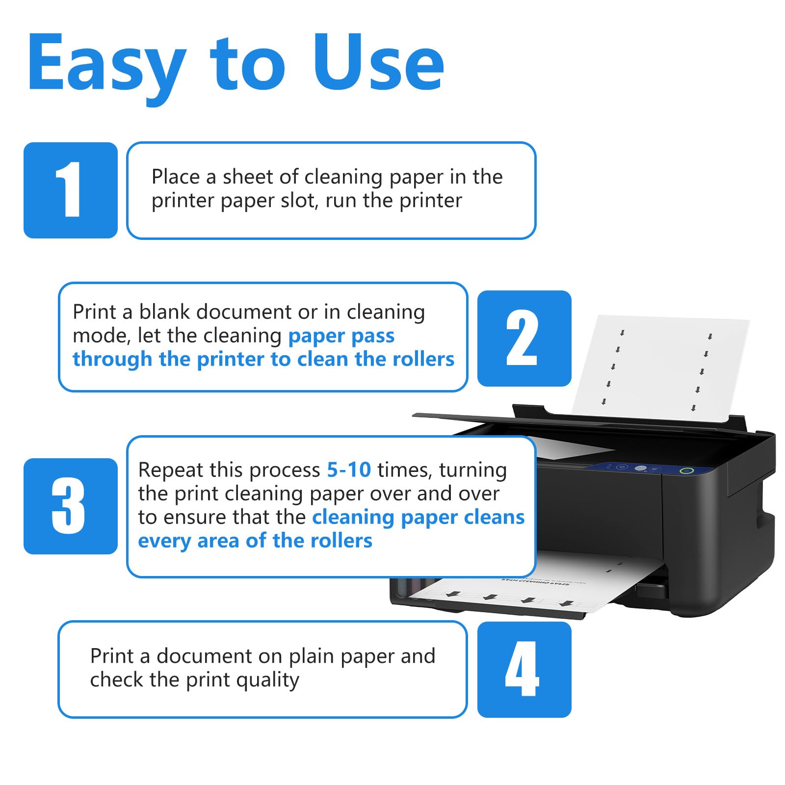 Snapklik.com : 20 PCS Printer Roller Cleaning Sheets, 8.5 X 11 Inch ...