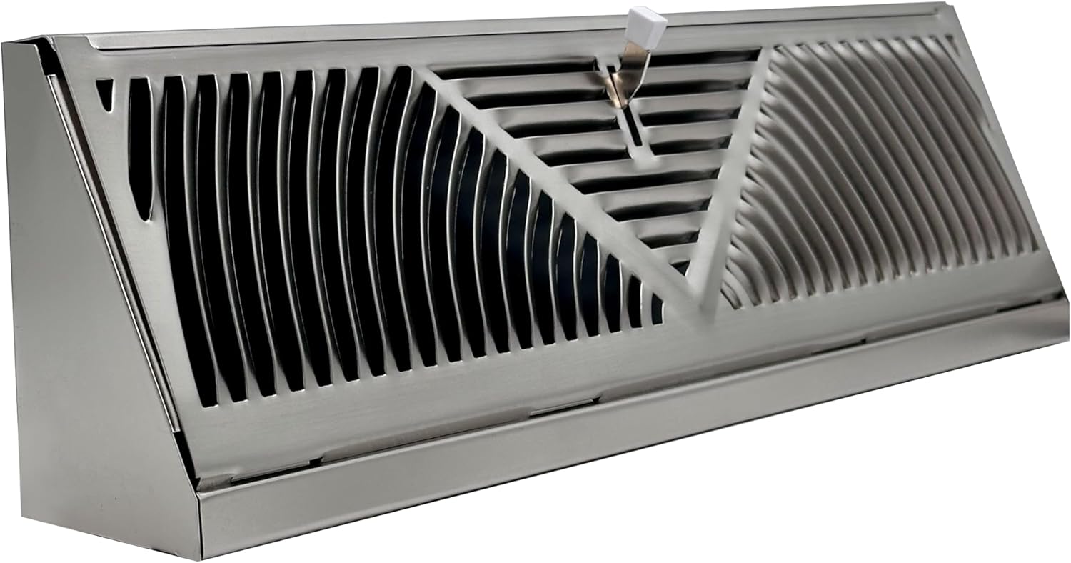 Satin Nickel Finish Baseboard Register (15 Inch, Satin Nickel)