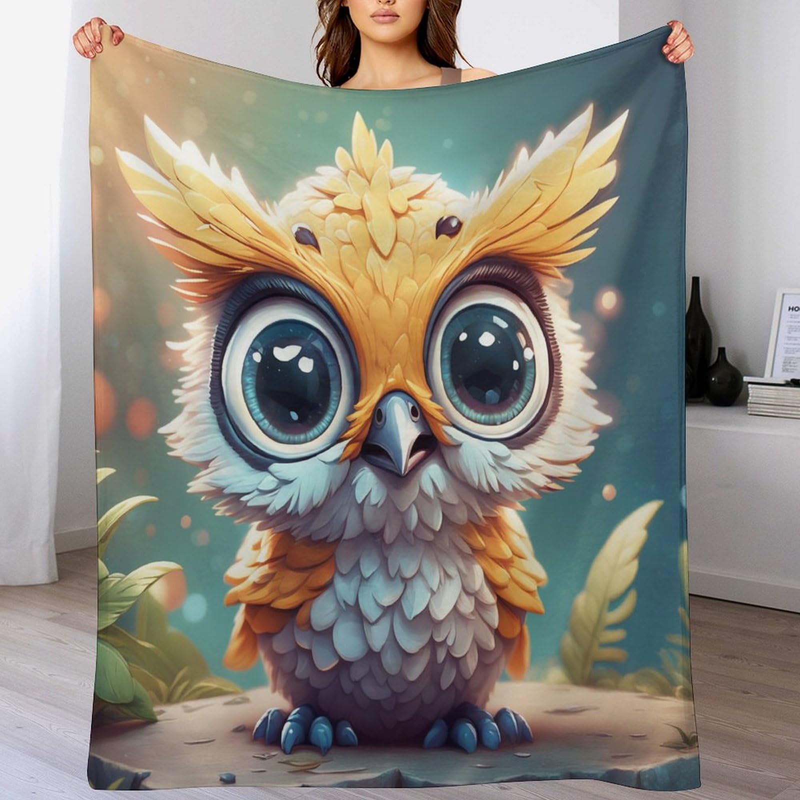 Couvre-lit hibou 3D de qualite superieure en polaire de flannel 150x200cm