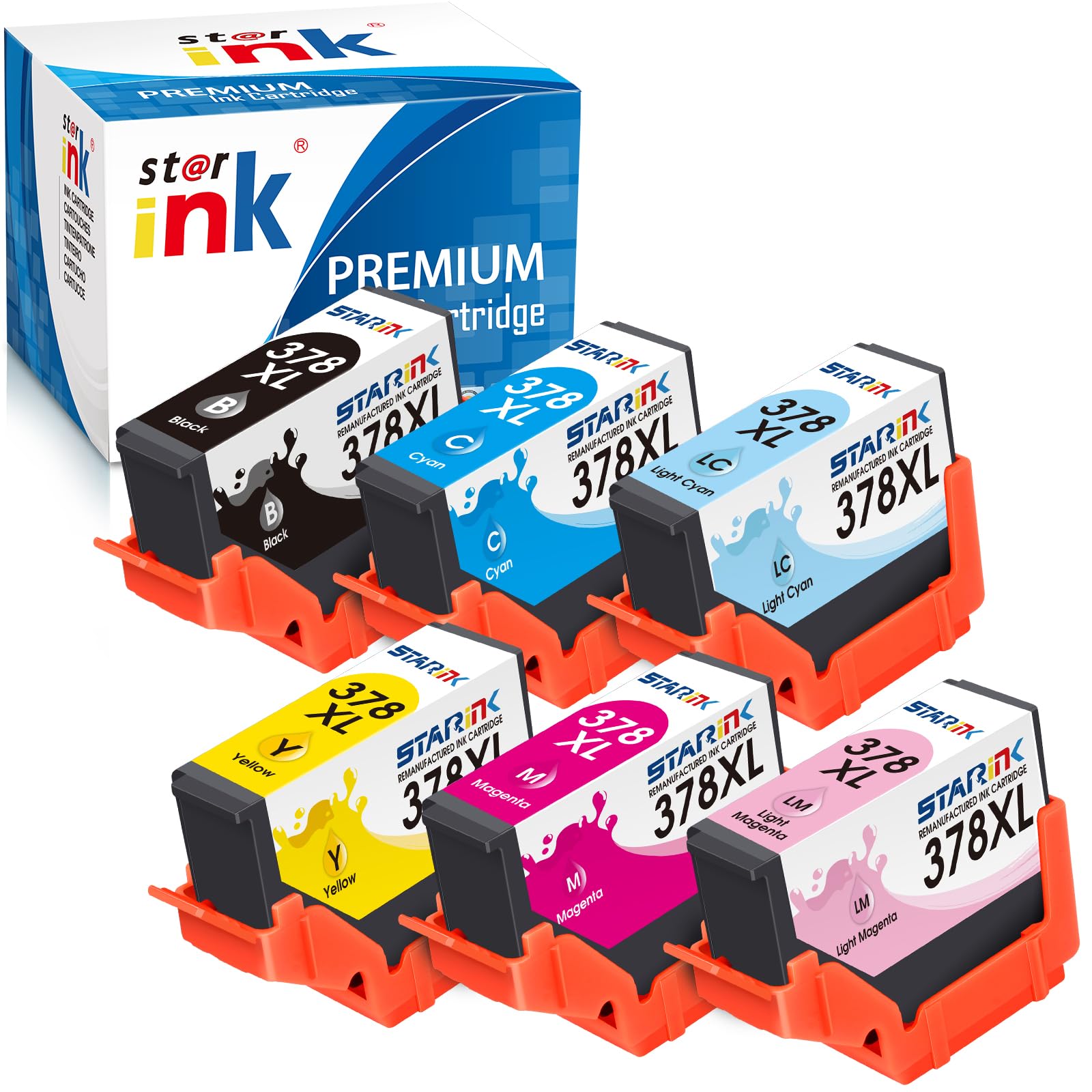 378 XL Compatible with Epson 378XL Ink Remanufactured for Epson Expression Photo XP-8500 XP-8600 XP8600 XP-8605 XP8500 Black Cyan Magenta Yellow Light Cyan Light Magenta