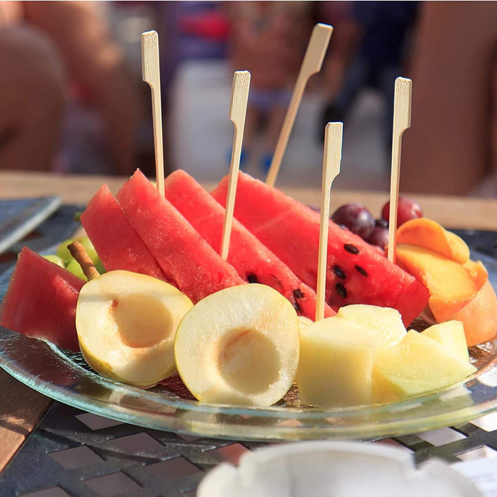 Brocheta de bambú Resistente, Brochetas de brochetas, Brochetas picantes Planas, Suaves, sin Rebabas, for Aperitivos, Frutas, Brochetas, 400 Piezas (Size : 18cm)