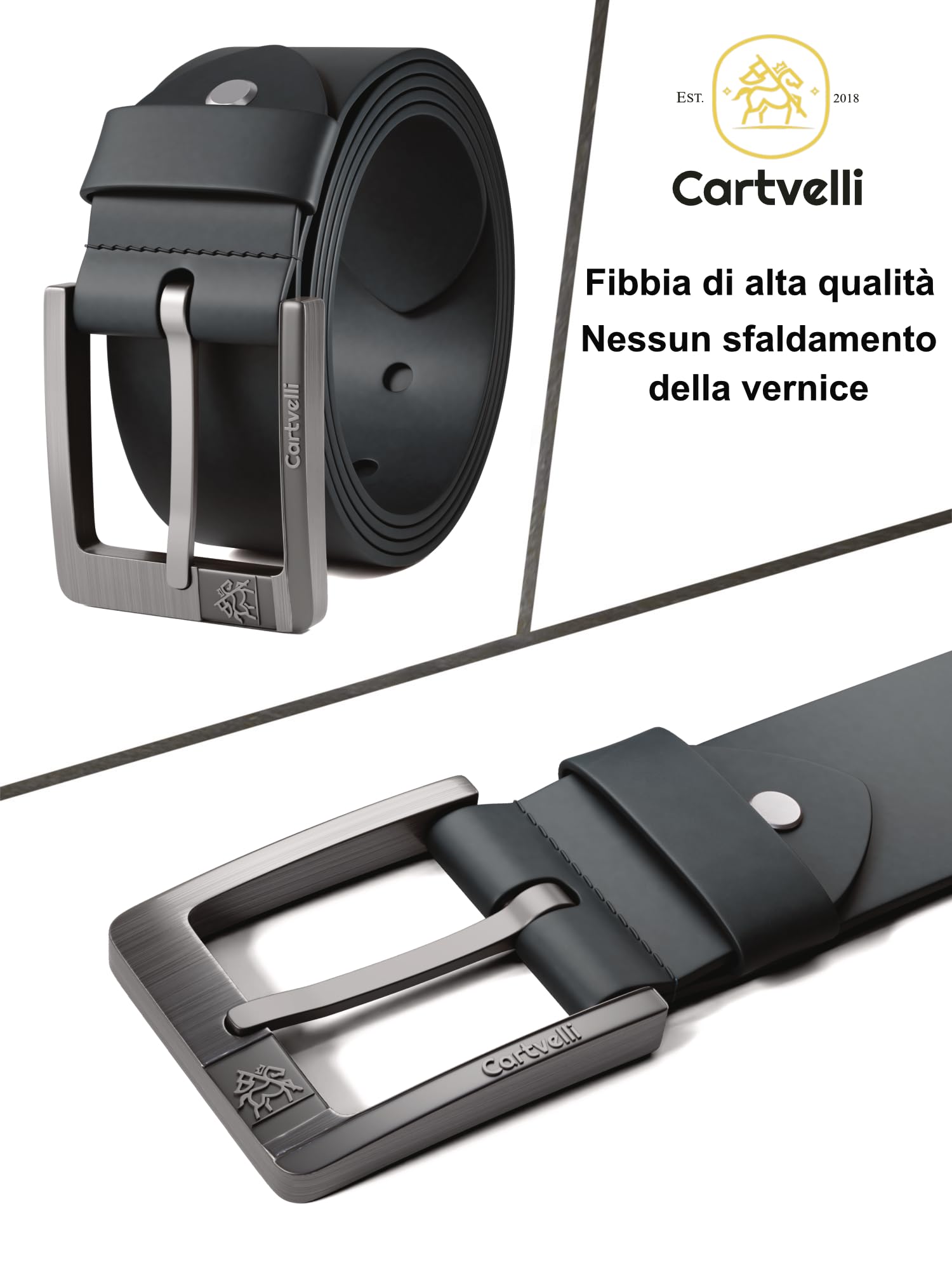 cintura in pelle premium per uomo blu marino realizzata in Germania con confezione regalo - cintura da uomo in vera pelle 40 mm - adatta per abito jeans chino pantaloni