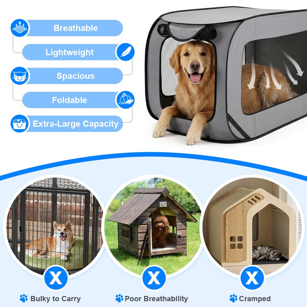 Aomig Cage Pliable pour Chien et Cha, Cage de Transport en Tissu Oxford, Parc Pliable, Cage de Voiture Portative pour Chien Chat, Parc pour Animal pour Intérieur, Extérieur, Voyage en Plein Air