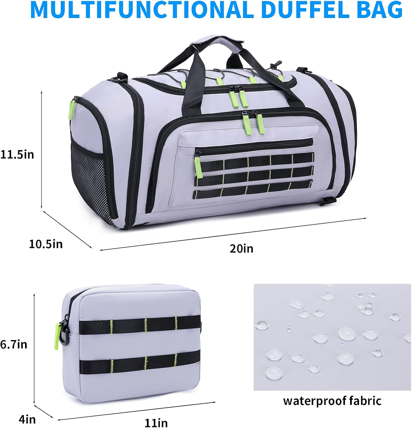 Gym Bags for Men & Women,46L Sports Travel Duffel Bag with Shoe Compartment,Expandable Carry On Weekender Bag for Airplane,Water Resistant Workout Overnight Backpack for Travel Gym,Grey