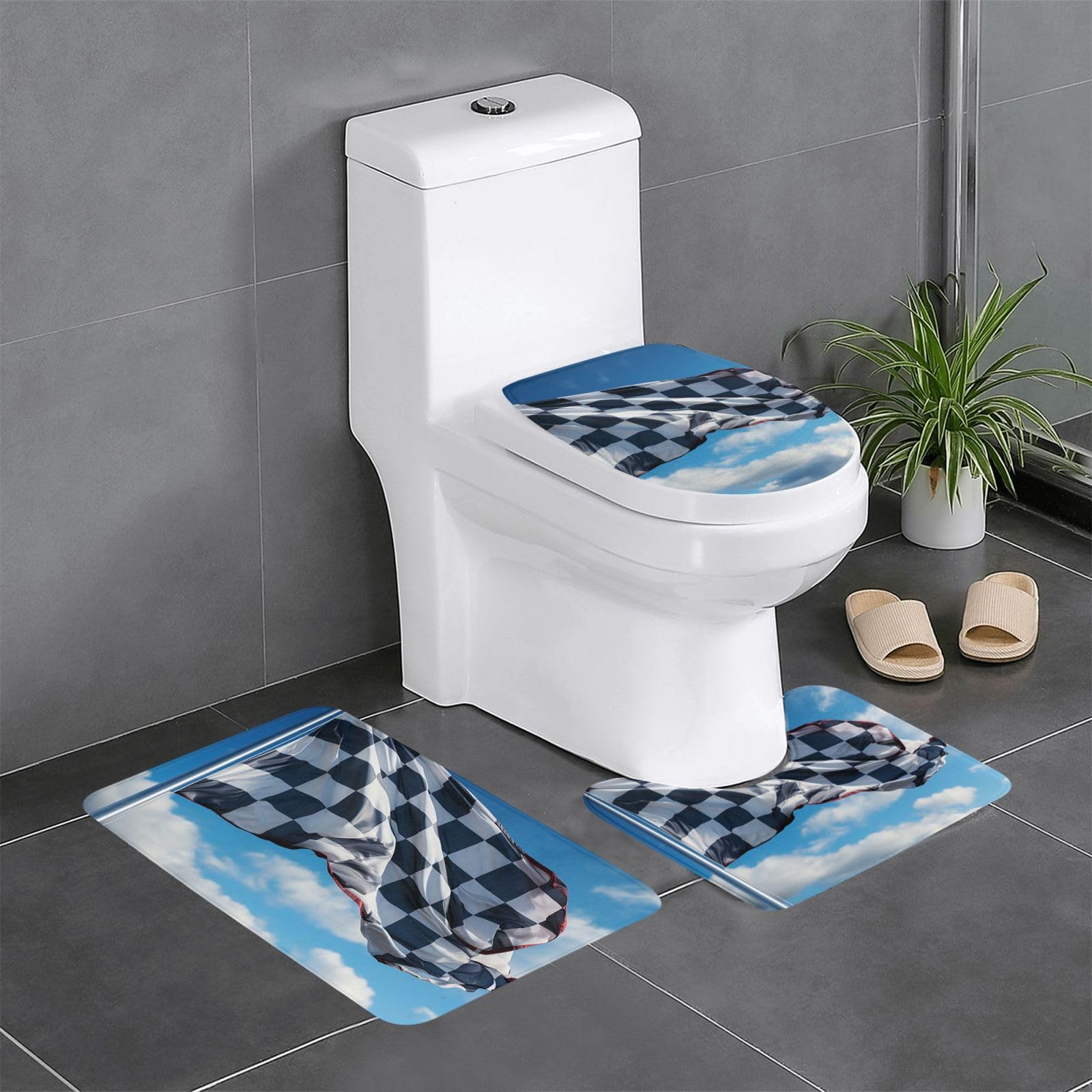 Tapis de bain checkered anti-froid pour protéger les pieds nus sur le carrelage de douche
