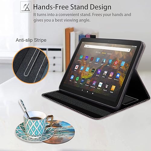 Miniatura 10 de Funda para tablet Tienda Fire HD 10 y Fire HD 10 Plus (11 generación, versión 2021)  Funda de piel sintética de alta calidad con encendido