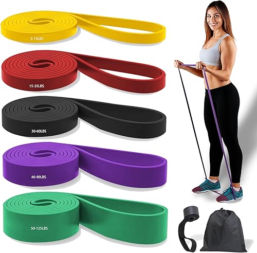 CeeVian Juego de 5 bandas de resistencia elásticas de alta resistencia, bandas de resistencia con bolsa de almacenamiento, bandas de ejercicio para