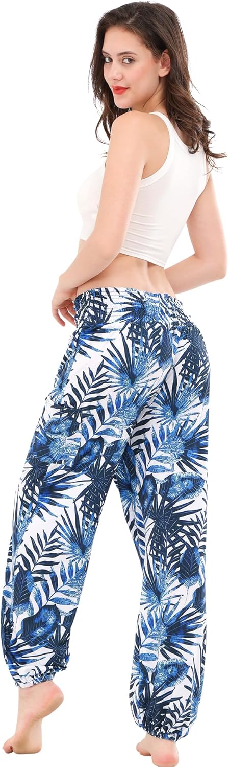 Women Boho Palazzo Pants High Waist Wide Leg Casual Lounge Pant Hippie Harem Yoga Trousers Clothes - Image 4