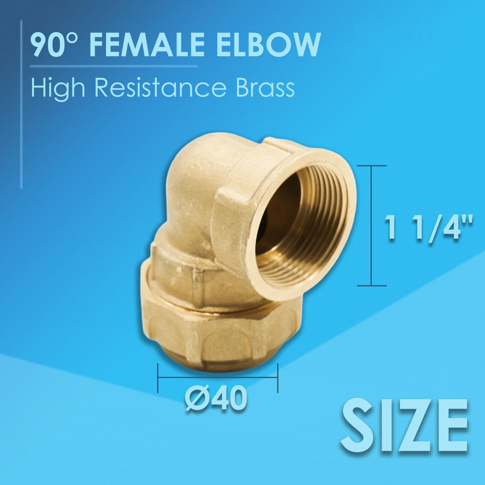 DOJA Barcelona | 2 Codo Hembra 90° Polietileno | Para Tubo Polietileno 40mm x1 1/4" | Conector Laton | Codo Fontaneria Para Tuberia Compresión, Agua Lluvia, Electrovalvula Riego, Piezas Polietileno