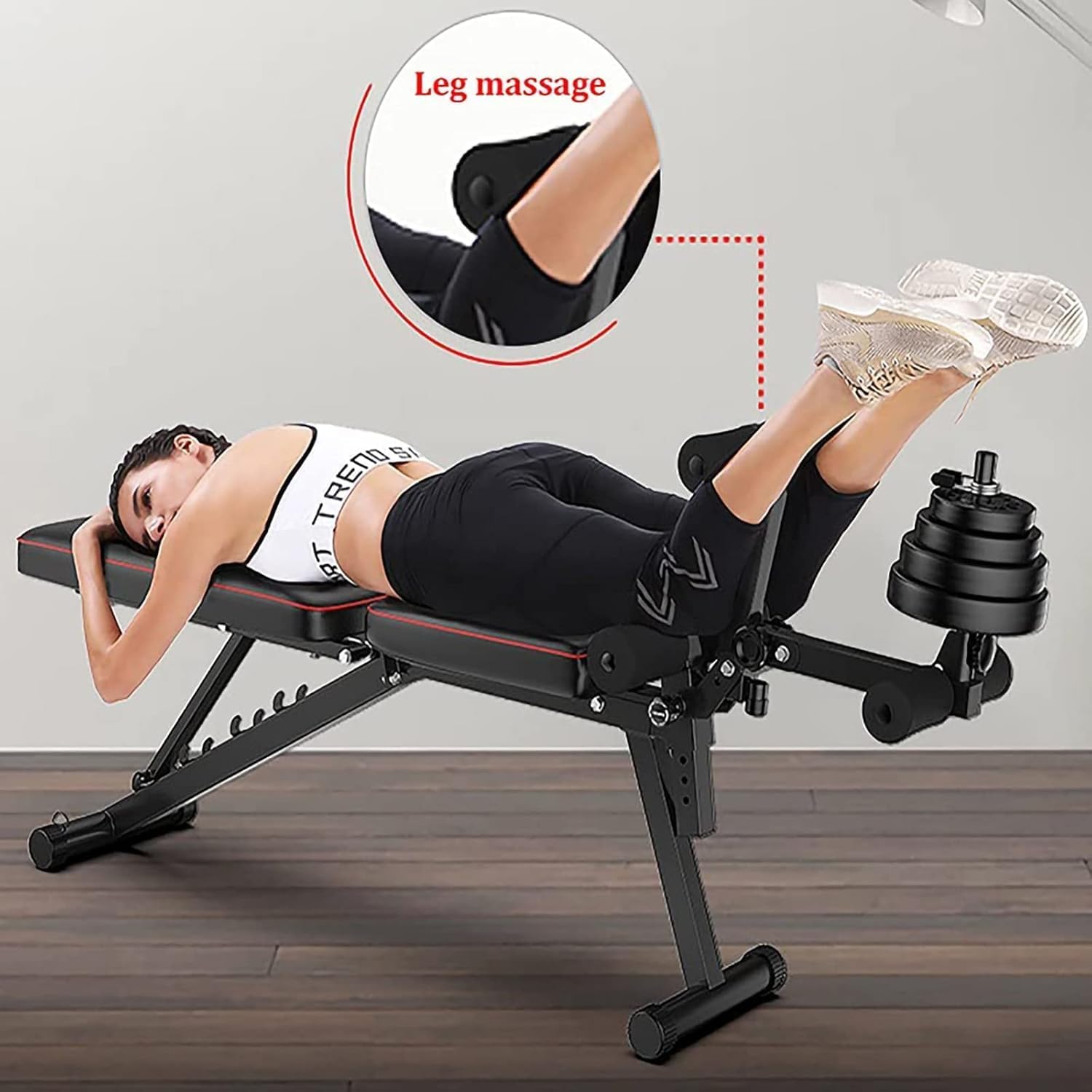 Banc de Musculation Pliable Multifonction – Pour Abdominaux, Extension des Jambes, Curl des Jambes – Dossier Réglable sur 5 Positions – Fitness à Domicile – Homme & Femme