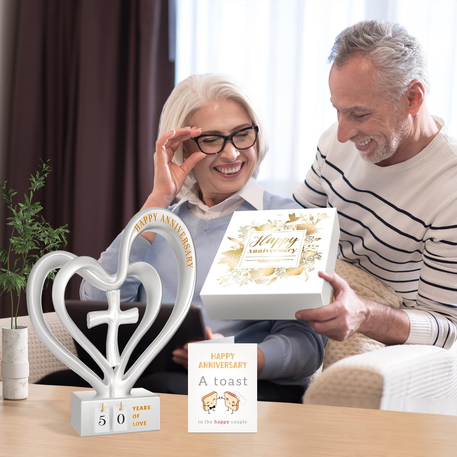 Wedding Anniversary Heart Sculpture Gifts Best for Couple Parents Wife Husband Unique 10th 25th 50th Anniversary Wedding Gift Ideas - Image 6