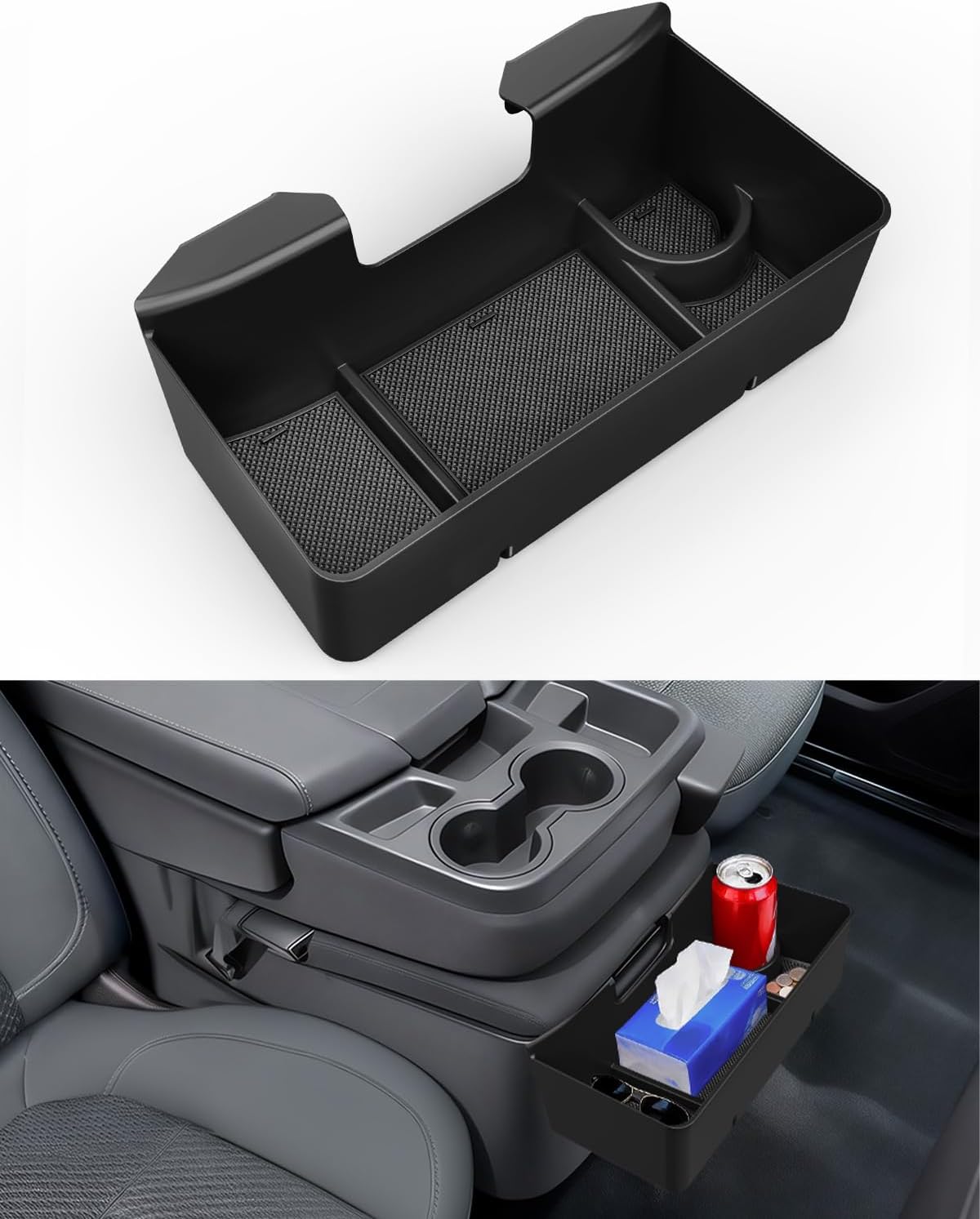 Center Console Hanging Organizer Box with Compartments Compatible with 2019-2026 Chevy Silverado/GMC Sierra 1500, 2020-2026 Silverado/Sierra 2500HD 3500HD Accessories (Split-Bench Folding Seat Only)