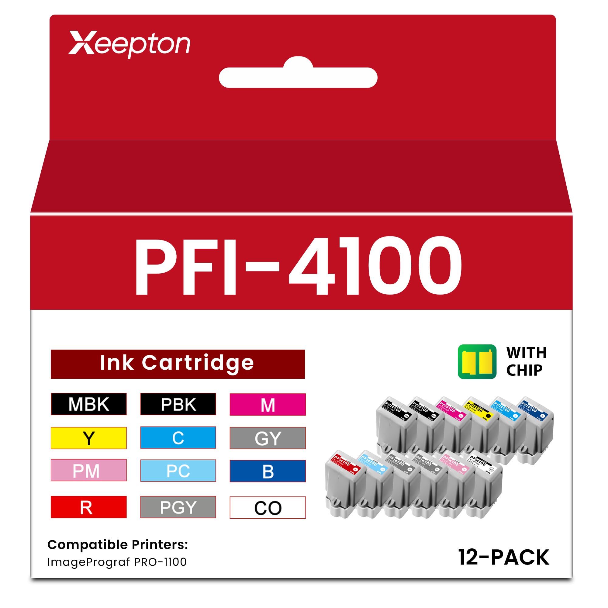 Photo 1 of Xeepton PFI-4100 Ink Cartridge 12-Pack