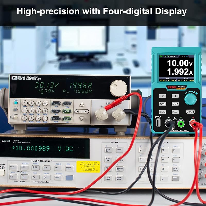 Kiprim DC310S Programozható Labortápegység 0-30V/10A - 4 Digites LED Kijelző, Túlterhelés Védelem, USB Port, 4 Memória Gomb, 300W Teljesítmé