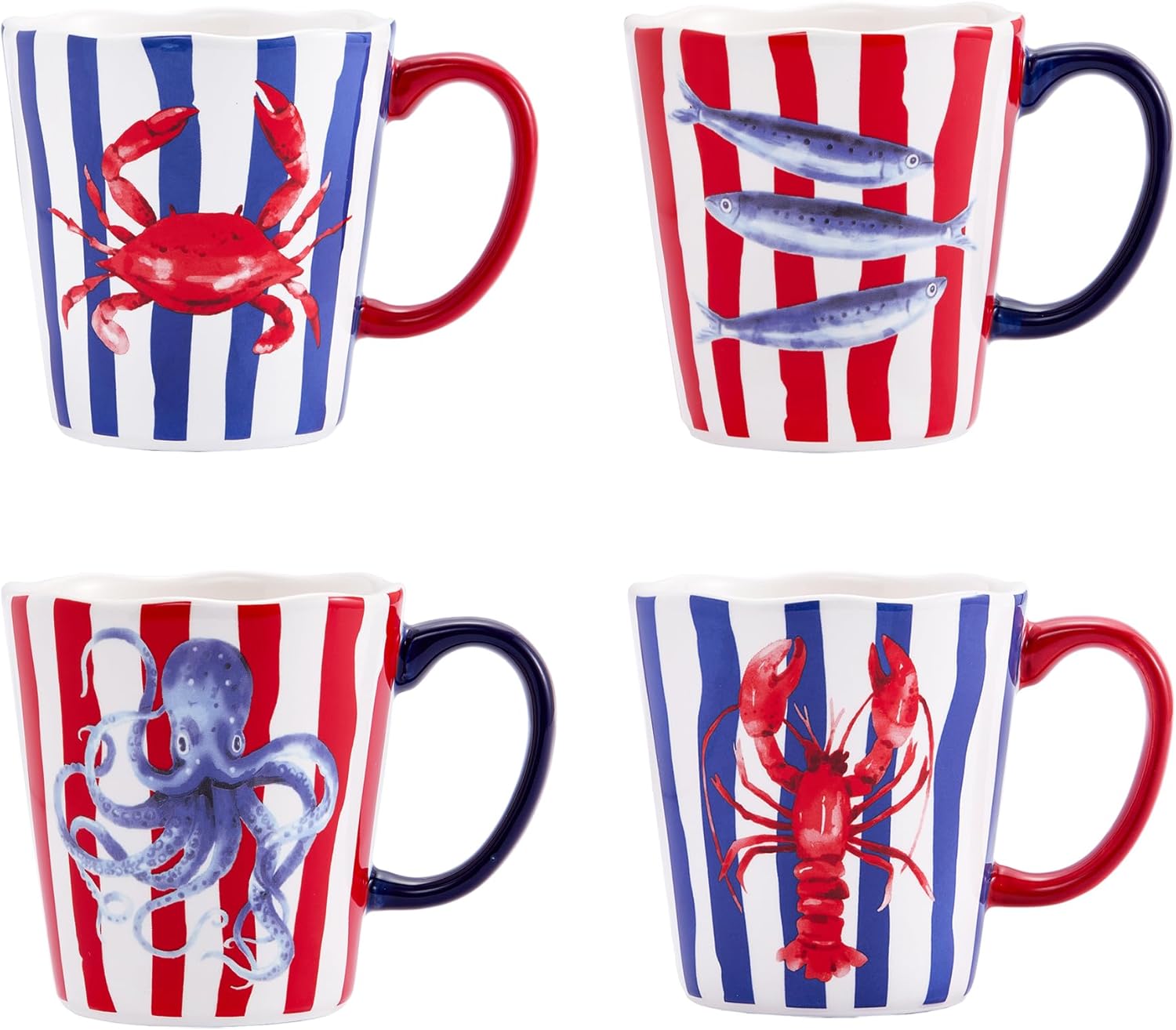 Bico Lemon Dreams Ceramic Coffee Mugs Set of 4, 20 oz Large Tea Cups with Handle, Aesthetic Latte Mugs for Cappuccino Cocoa, Lead-Free, Dishwasher and Microwave Safe, Housewarming Gift