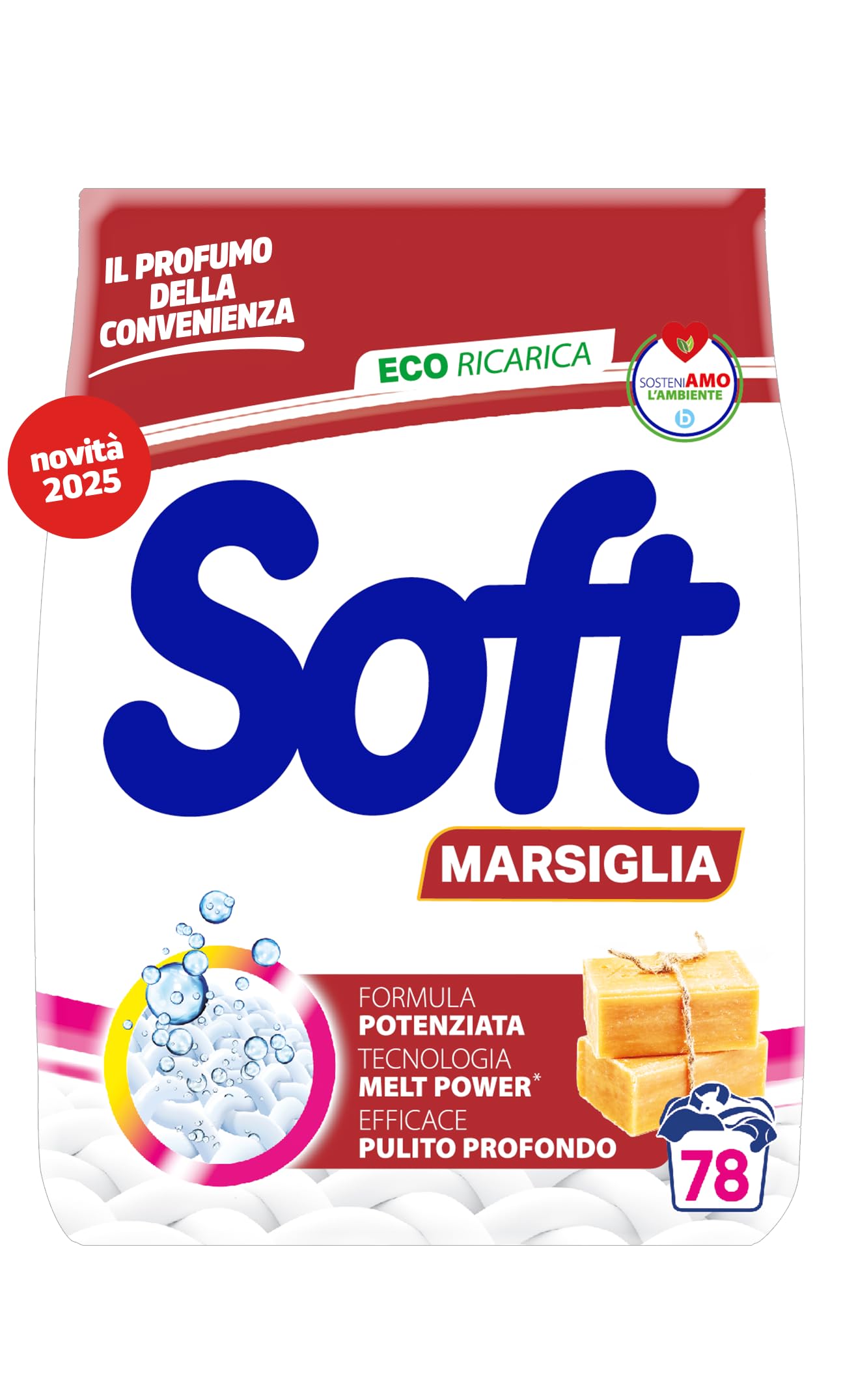 4 X detersivo in polvere per lavaggio in lavatrice – detersivo in polvere Marsiglia – 78 lavaggi 3,9 kg + portachiavi Beni Culinari