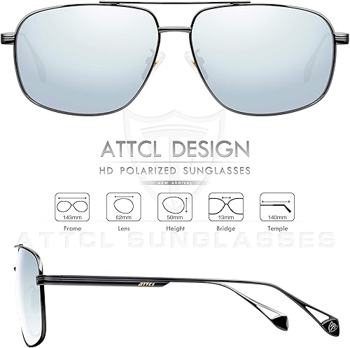Miniatura 3 de ATTCL Gafas de sol polarizadas de moda para hombre, protección UV, marco de metal