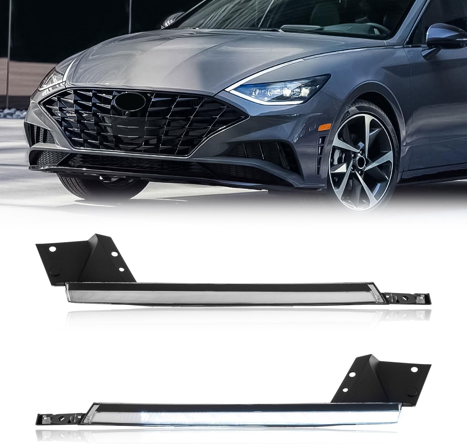 TODO LED Daytime Running Light Assembly Compatible with 2020-2023 Hyundai Sonata DRL Lamps Driver and Passenger Side 1 Pair Replaces 92270-L1000 92280-L1000 HY2562120