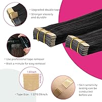 Vista 113 de Lashey Extensiones de Cabello Humano con Cinta Adhesiva Negro Natural 100% Remy Cabello Humano Liso Extensiones de Cabello con Cinta Largas de 24
