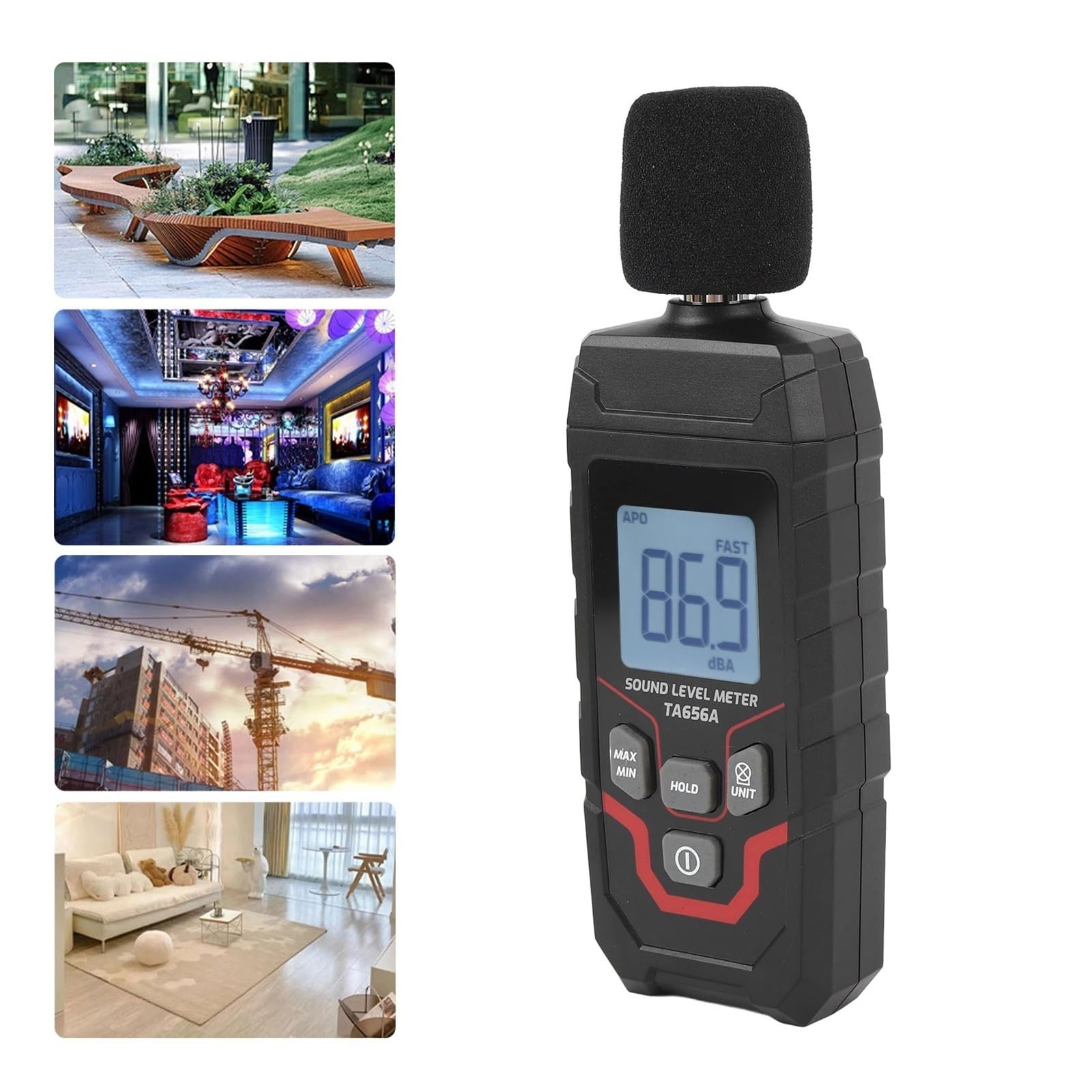 Medidor de nivel sonido decibelios digital Rango 30,0 a 130 dBA Precisión ±1,5 dB Pantalla grande,En tiempo real
