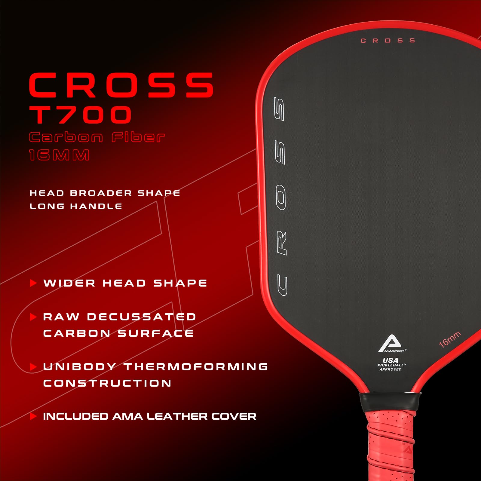ピックルボール パドル AMA Sport カーボンファイバー エッジレス ピックルボール パドル AMA Sport カーボンファイバー エッジレス
